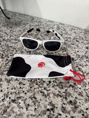 NWOT Chick-fil-A White and black Sunglasses and Matching Carry Pouch